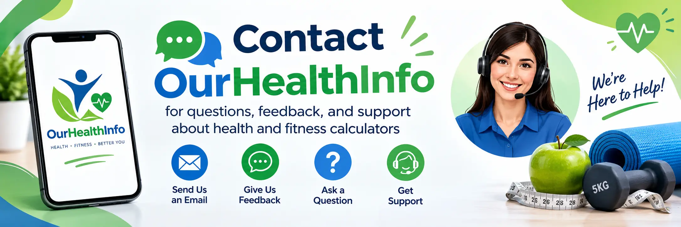 Contact OurHealthInfo for questions, feedback, and support about health and fitness calculators