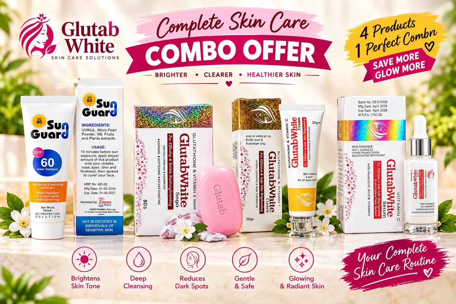 Complete Whitening Set Pakistan - Glutab White Combo