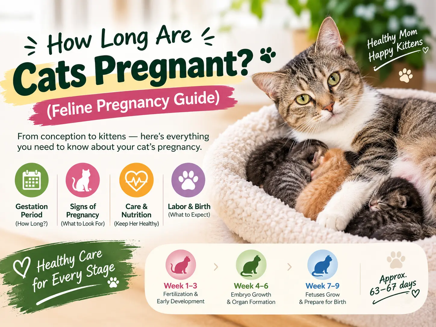 How long are cats pregnant timeline and feline pregnancy stages