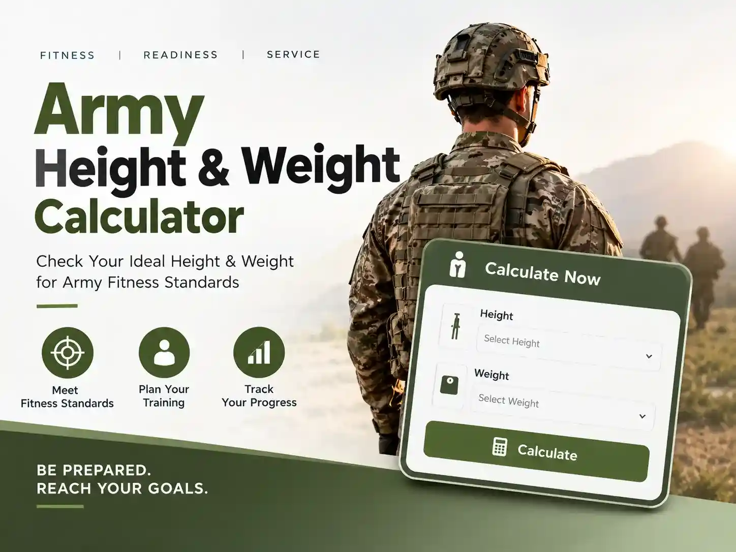 Army Height & Weight Calculator tool
