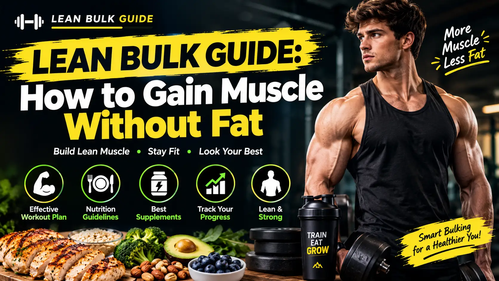 Lean bulk guide shows how to use a small calorie surplus and protein intake to grow muscle without adding fat.